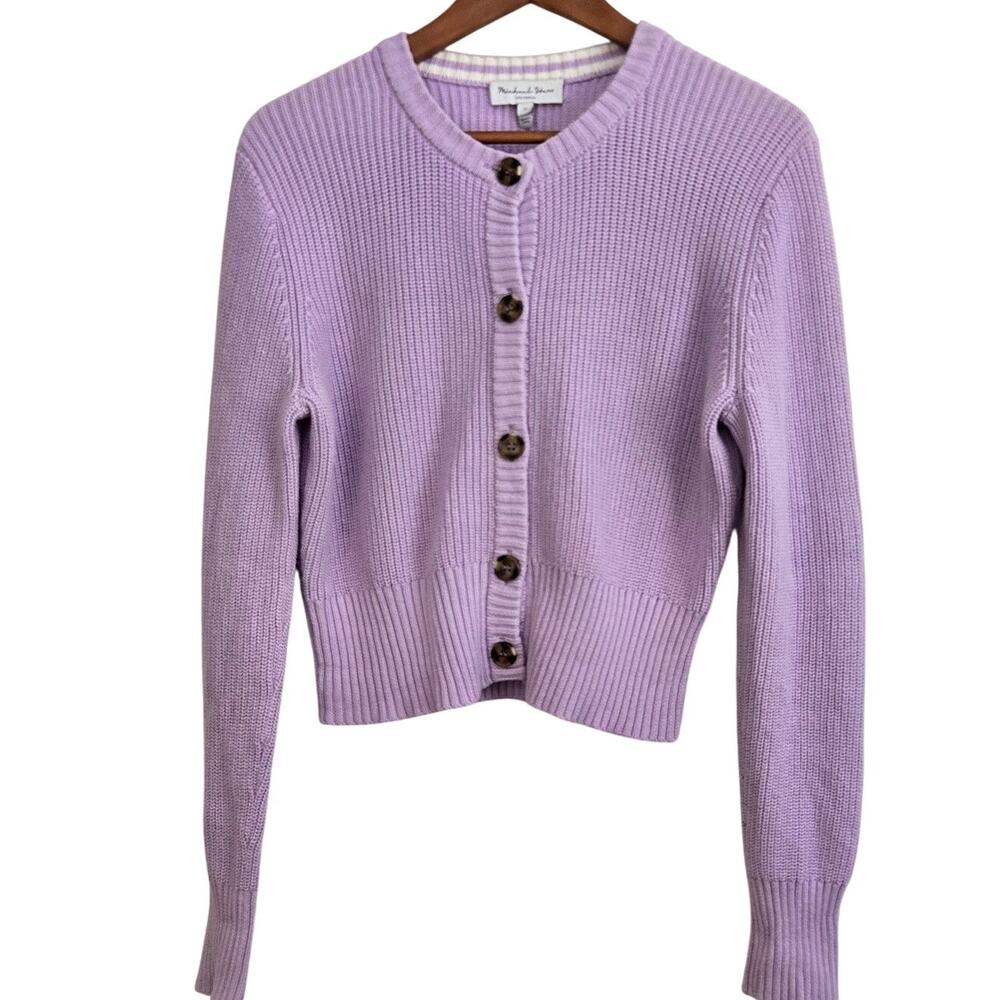 Michael Stars Balletcore Coquette Lilac Lyla Button‑Front Soft Cardigan Small